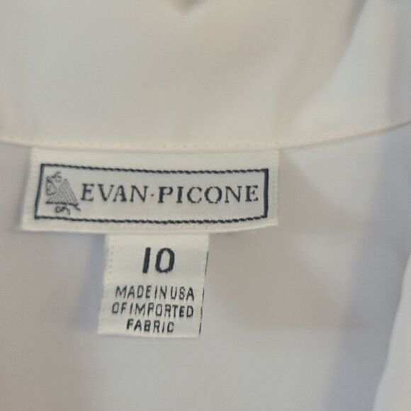 Size 10 Evan Picone White Long Sleeve Blouse - Picture 2 of 5